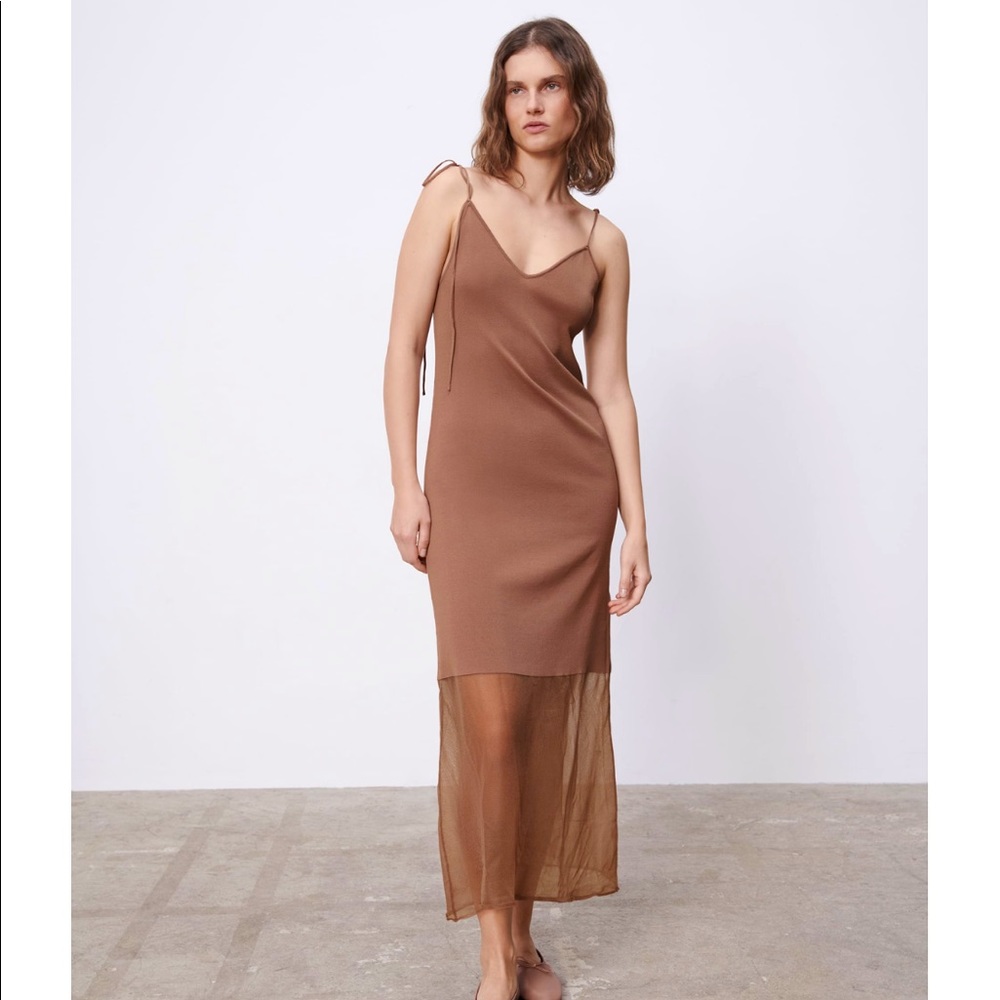 Zara Knit & Organza Combination midi Dress